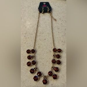 Paparazzi Gold Necklace with Brown Stones